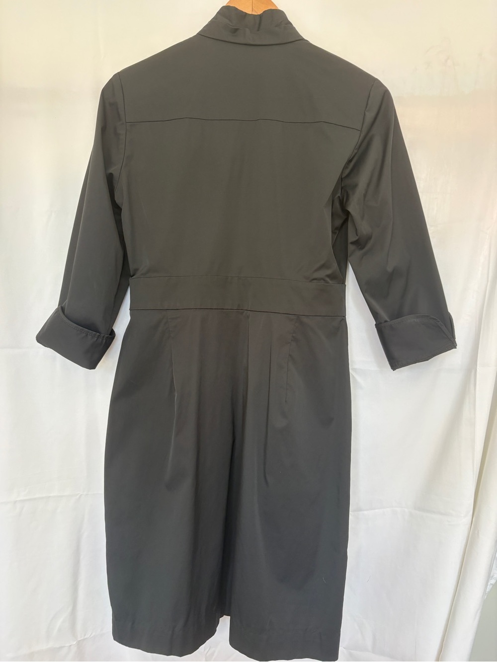Club Monaco Tie Neck Black Shirt Dress Vintage 2000s Above Knee 3/4 Sleeve Sz 8 - Picture 5 of 9